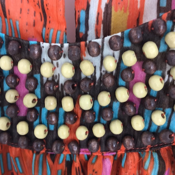 NEW Adiva Boho Sleeveless Top Orange Multicolor Size Small Artsy Bohemian - Picture 6 of 14